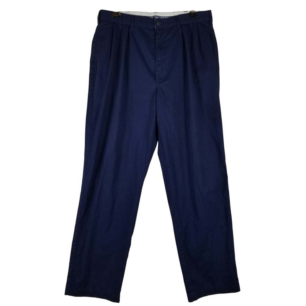 Polo Golf Pants Men 35x32 Navy Blue Pleated Cotton Chino Trousers 7821808BAM